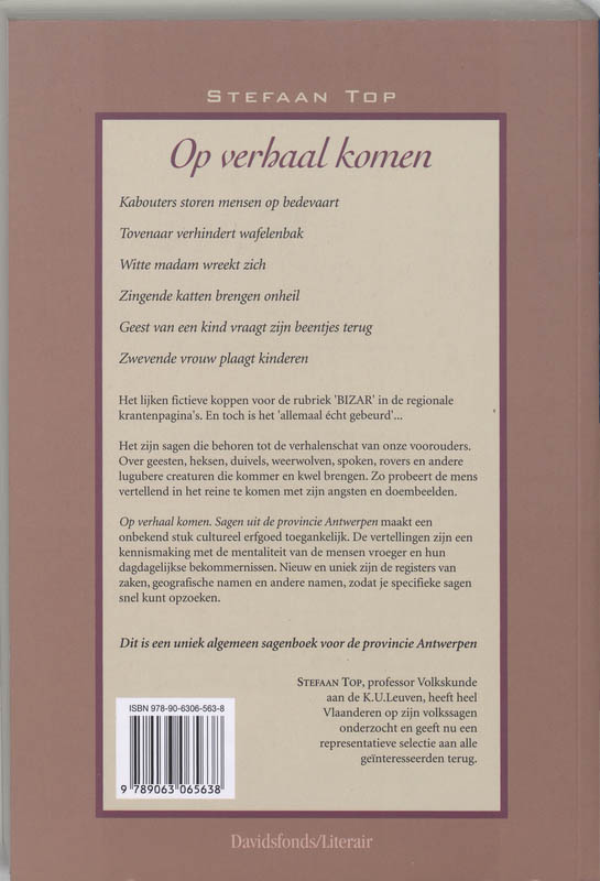 Achterkant van Op verhaal komen. Sagen uit de provincie Antwerpen