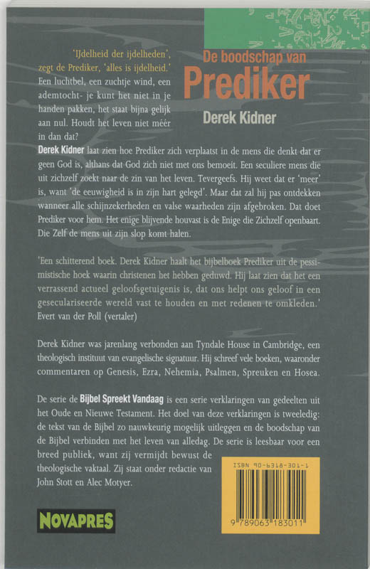 Achterkant van De boodschap van Prediker