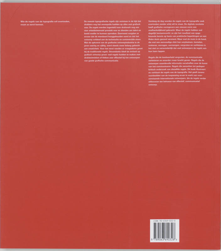 Achterkant van Over typografie