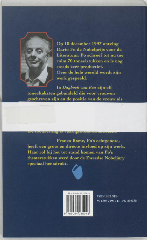 Achterkant van Dagboek van Eva en andere stukken voor vrouwen