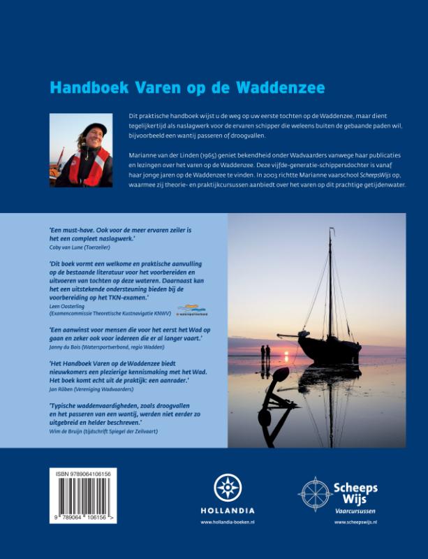 Achterkant van Handboek varen op de Waddenzee