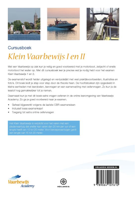 Achterkant van Vaarbewijs Academy Cursusboek Klein Vaarbewijs I en II + Online Examentraining