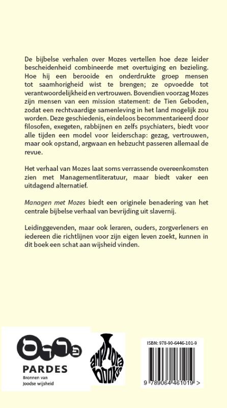 Achterkant van Managen met Mozes