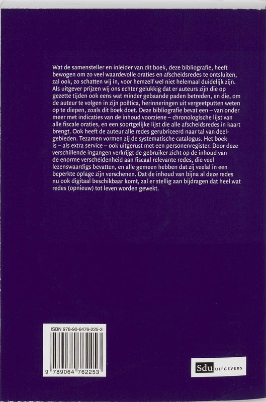 Achterkant van Fiscale oraties en afscheidsredes