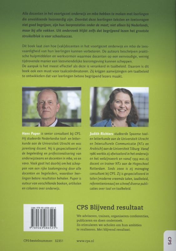 Achterkant van Beter lezen beter leren