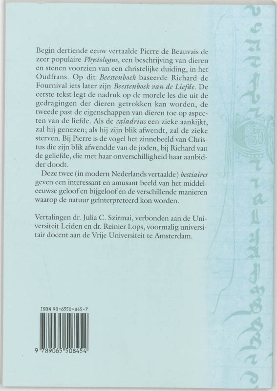 Achterkant van Twee middeleeuwse beestenboeken