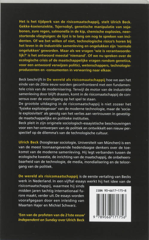 Achterkant van De wereld als risicomaatschappij
