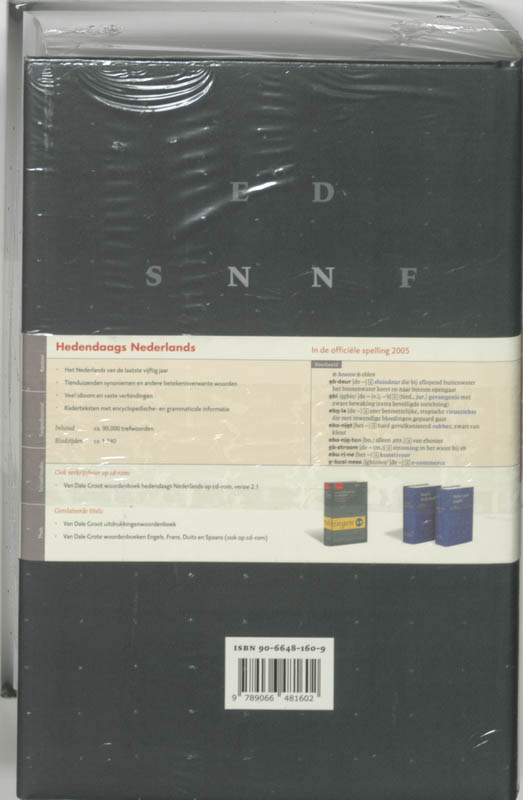 Achterkant van Van Dale GWB Hedendaags Nederlands