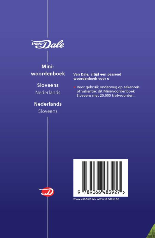 Achterkant van Van Dale Miniwoordenboek Sloveens