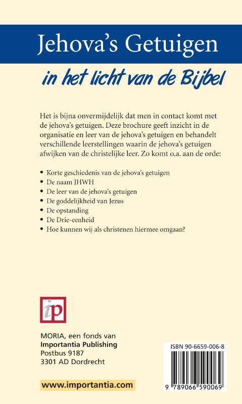 Achterkant van Jehovah's Getuigen