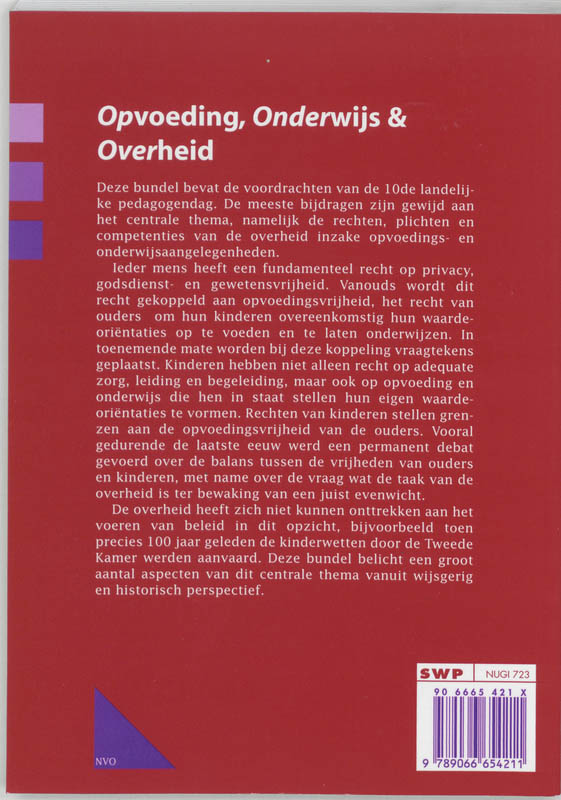 Achterkant van Opvoeding, onderwijs & overheid