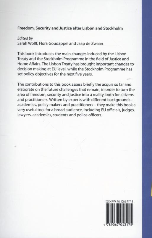 Achterkant van Freedom, security and justice after Lisbon and Stockholm