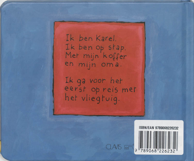 Achterkant van Karel in het vliegtuig