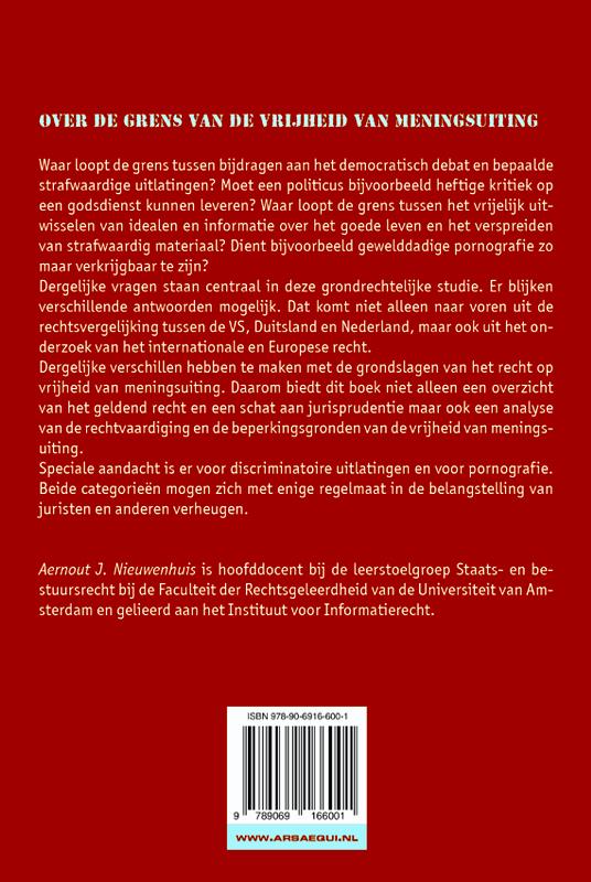 Achterkant van Over de grens van de vrijheid van meningsuiting
