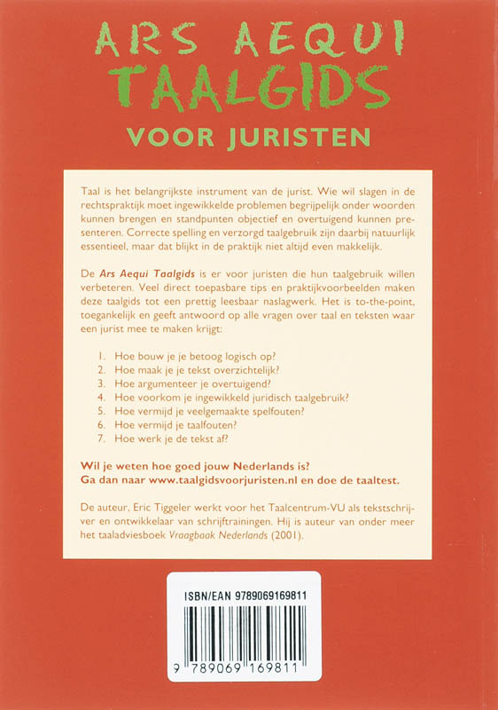 Achterkant van Ars Aequi Taalgids voor juristen