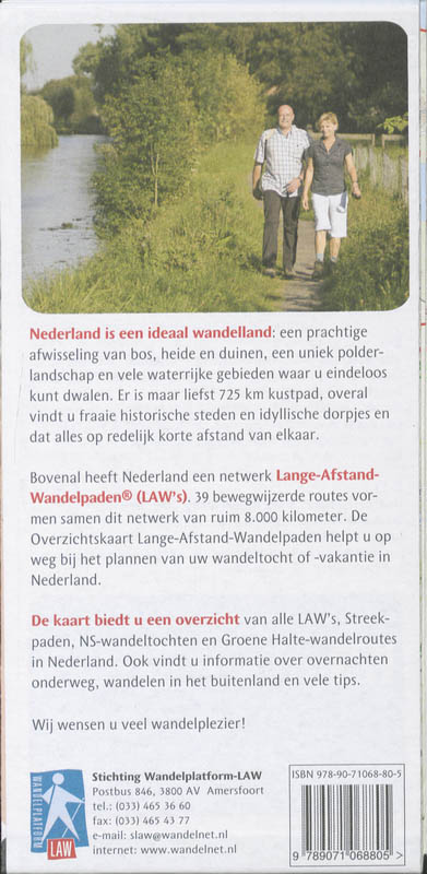 Achterkant van Overzichtskaart lange Afstand wandelpaden