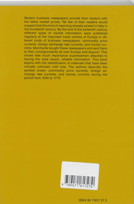 Achterkant van The beginnings of commercial and financial journalism