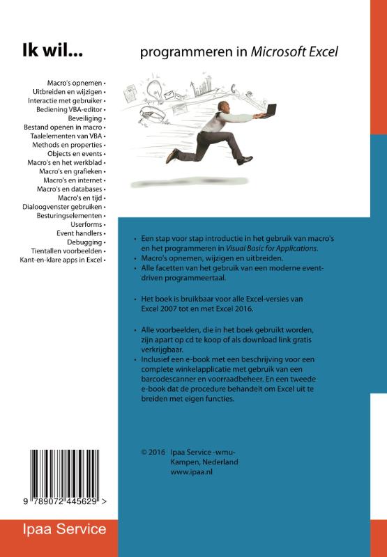 Achterkant van Ik wil... programmeren in Microsoft Excel