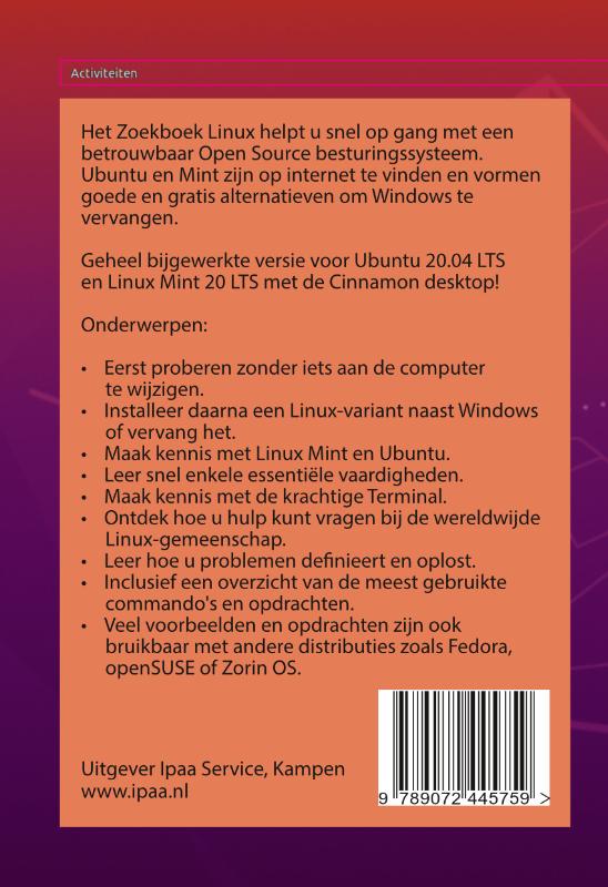 Achterkant van Zoekboek Linux