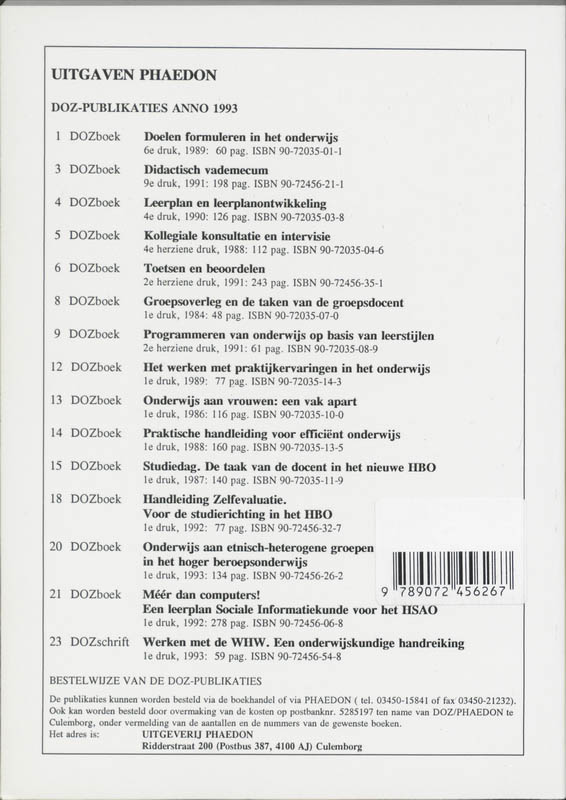 Achterkant van Onderwys aan etnisch-heterogene groepen h.b.o.