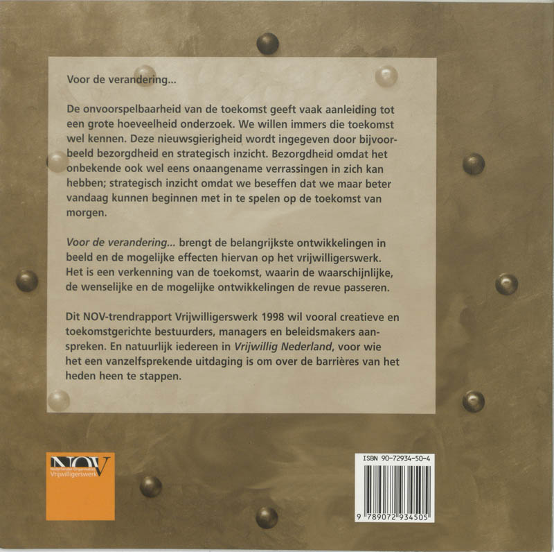 Achterkant van Voor de verandering ...