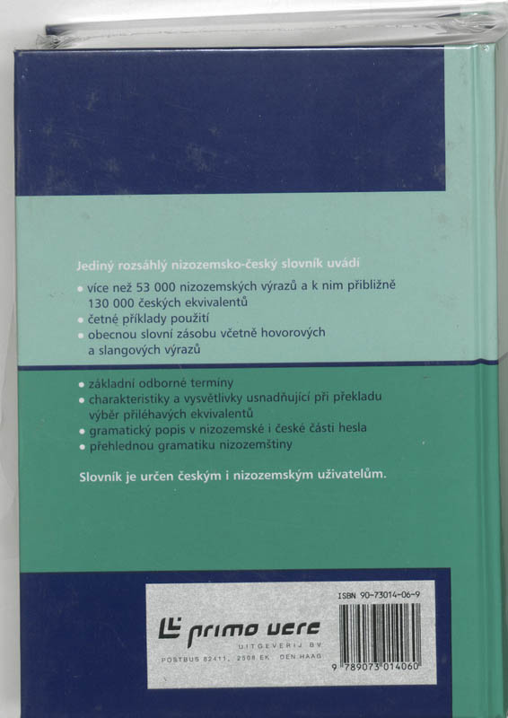 Achterkant van Nederlands-Tsjechisch woordenboek