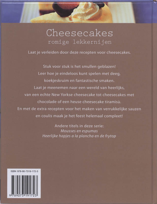 Achterkant van Cheesecakes, romige lekkernijen