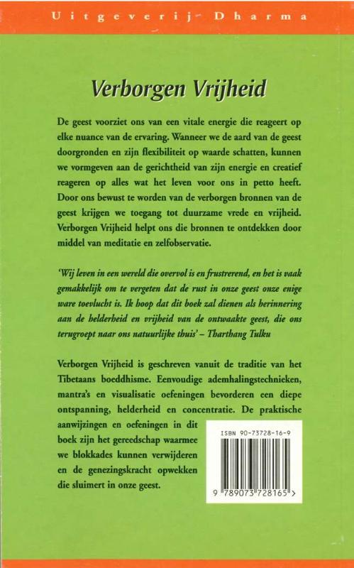 Achterkant van Verborgen vrijheid