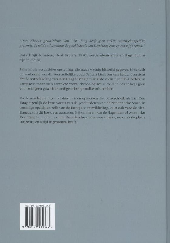 Achterkant van Nieuwe geschiedenis van Den Haag