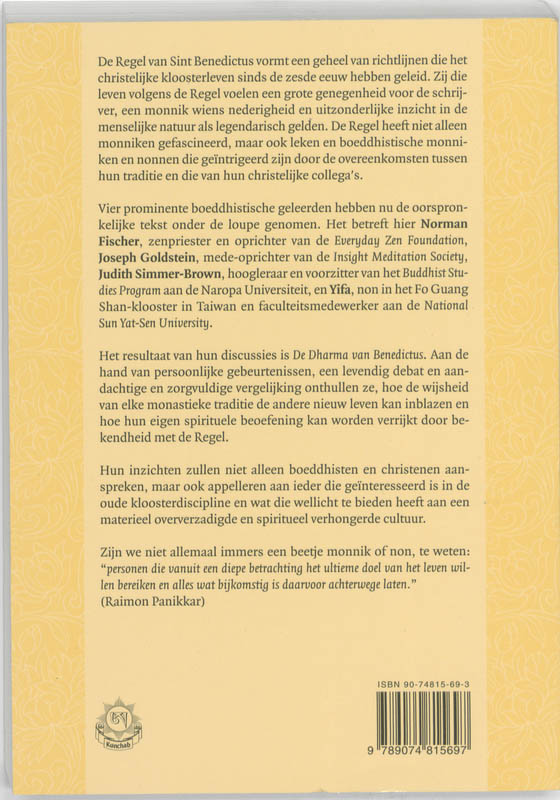 Achterkant van De Dharma van Benedictus