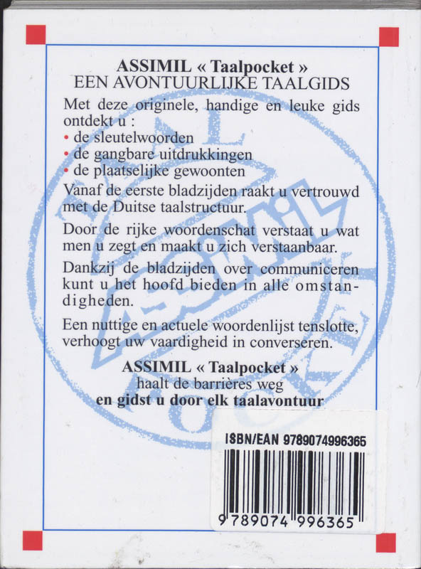 Achterkant van Assimil taalpocket Duits
