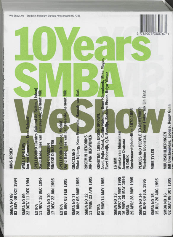 Achterkant van 10 years SMBA We show art