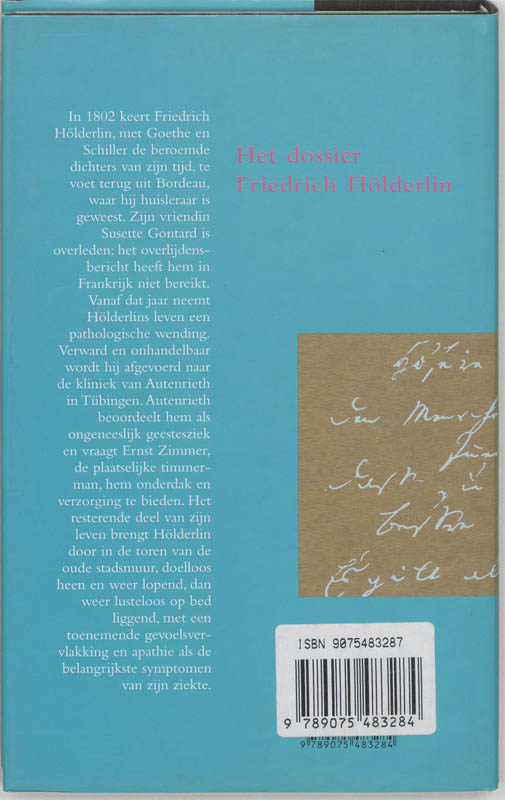 Achterkant van Het dossier Friedrich Holderlin