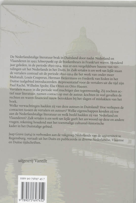 Achterkant van Zulk vertalen is een werk van liefde