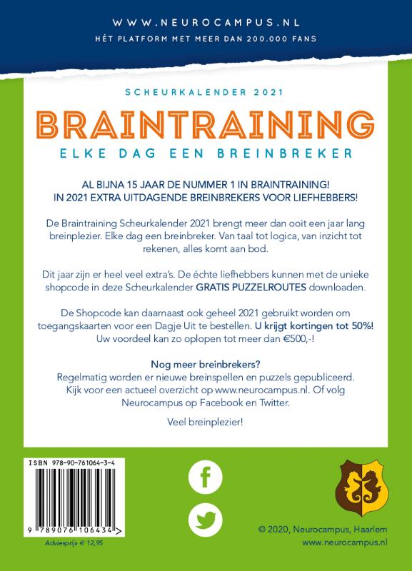 Achterkant van Neurocampus Braintraining Scheurkalender 2021