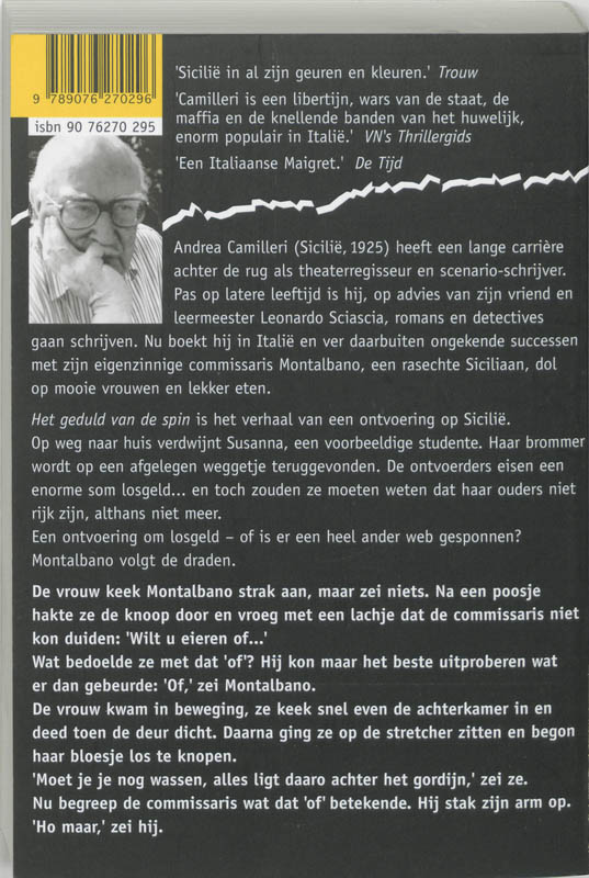 Achterkant van Het geduld van de spin