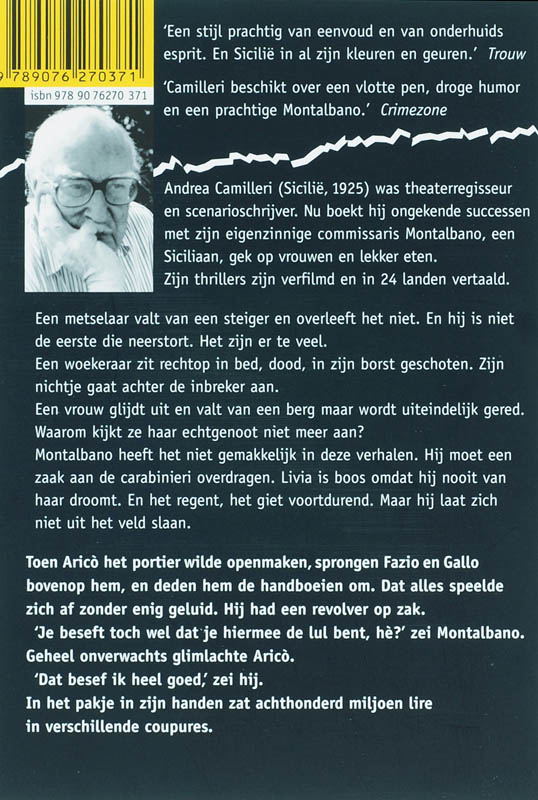 Achterkant van De angst van Montalbano