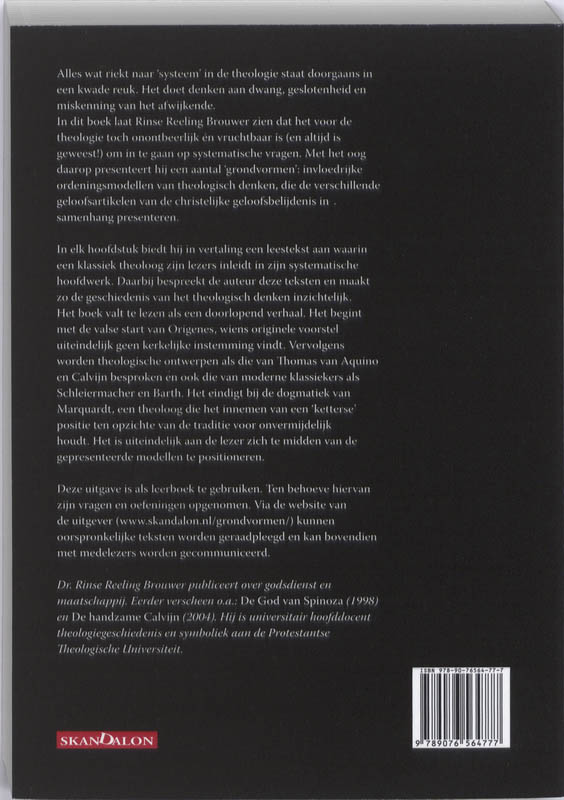 Achterkant van Grondvormen van theologische systematiek