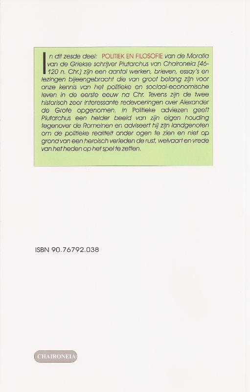 Achterkant van VI Politiek en Filosofie