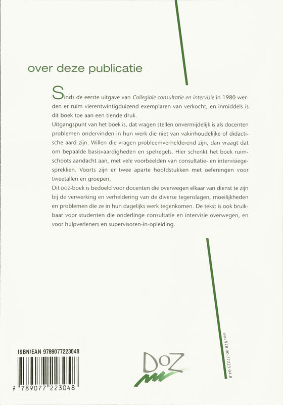 Achterkant van Collegiale consultatie en intervisie
