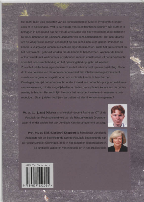 Achterkant van Juridische aspecten van kennismanagement