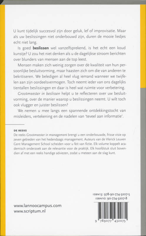 Achterkant van Grootmeester in beslissen
