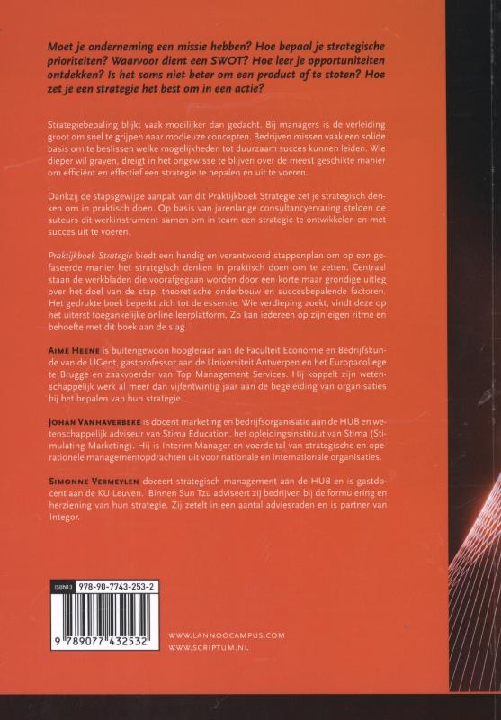 Achterkant van Praktijkboek strategie