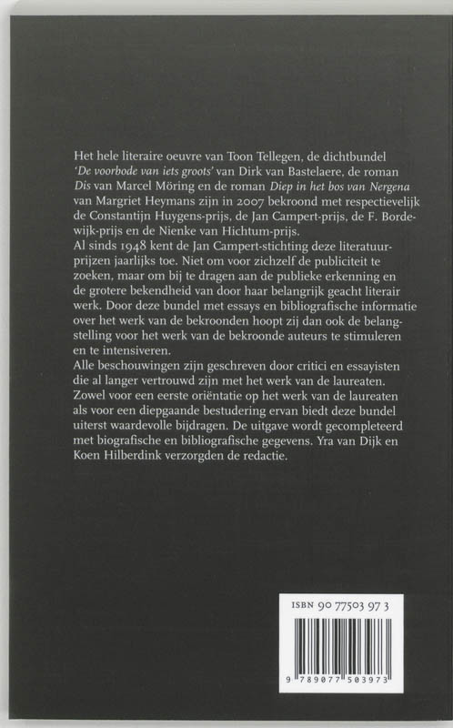 Achterkant van Jan Campert-prijzen 2007