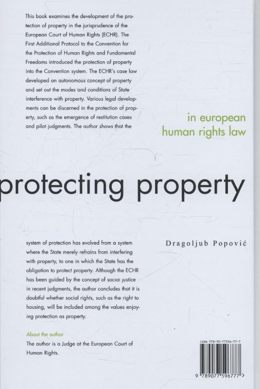 Achterkant van Protecting property in european human rights law