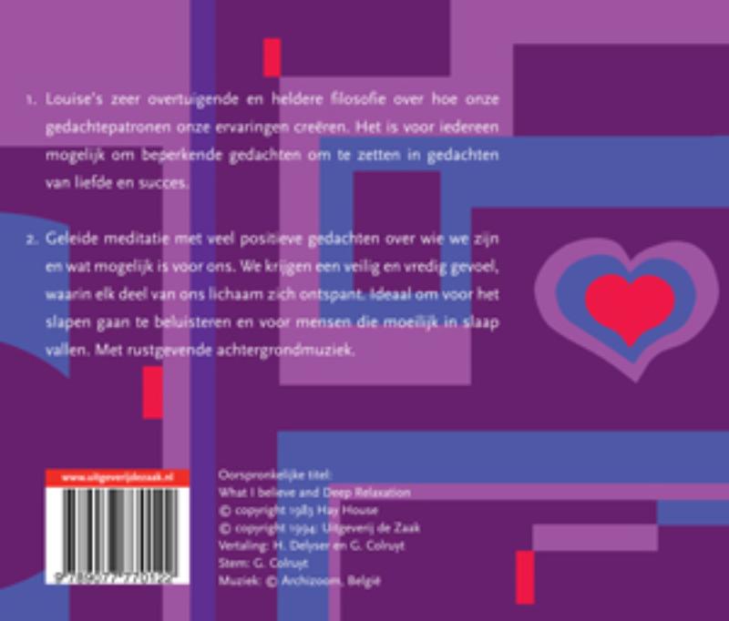 Achterkant van Gedachten zijn creatief Louise Hay CD