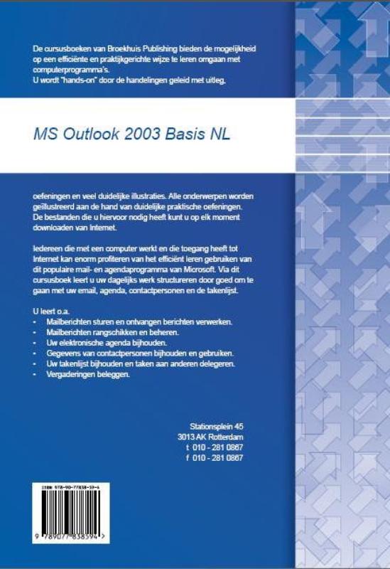 Achterkant van MS Outlook 2003 Basis NL