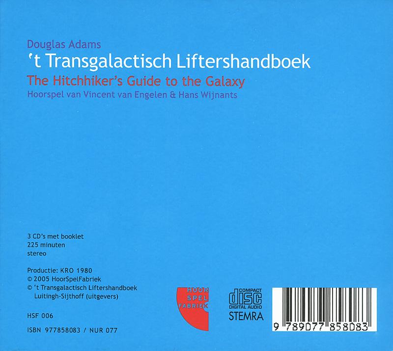 Achterkant van Het transgalactisch liftershandboek