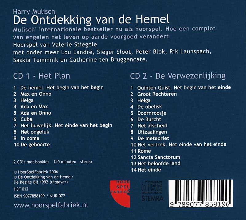 Achterkant van De ontdekking van de hemel