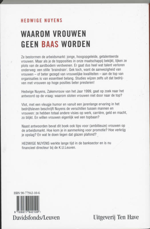Achterkant van Waarom vrouwen geen baas worden